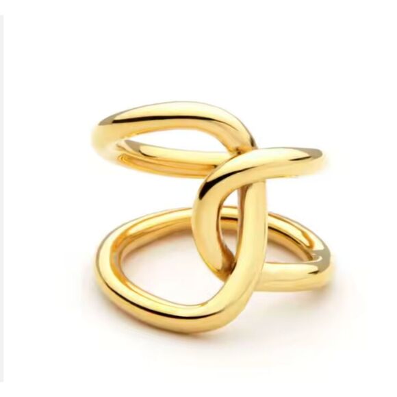 18K Gold Waterproof Statement Infinity Ring C3 - Picture 1 of 4